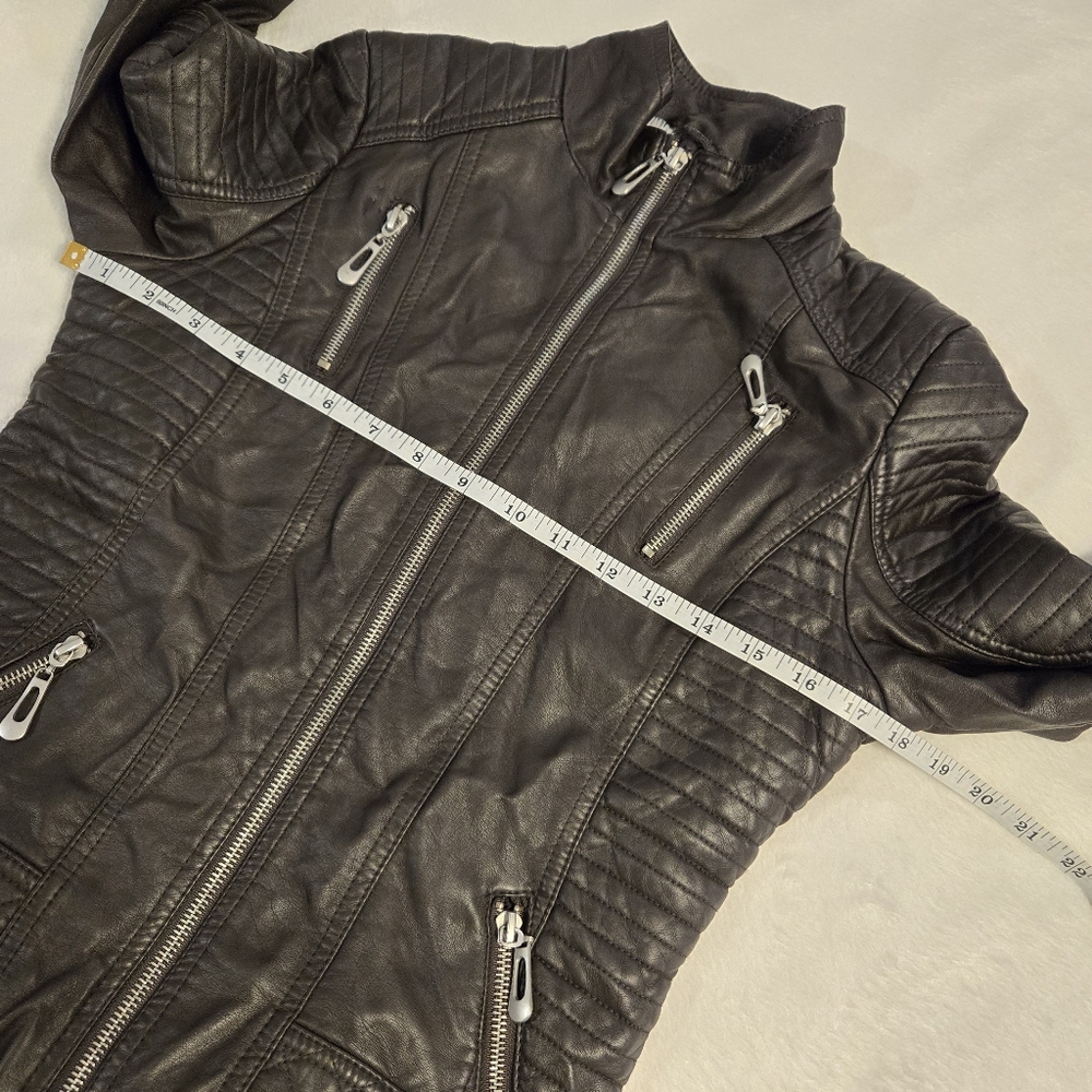 YMI Women's Faux Leather Fur Lined Bomber Motorcycle Full Zip Jacket Small - Picture 13 of 15